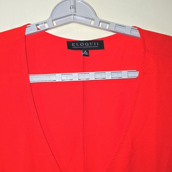 Eloquii Red Pullover Sheer Polyester Top Tunic Blouse wide Sleeve Size 18 - Picture 5 of 8